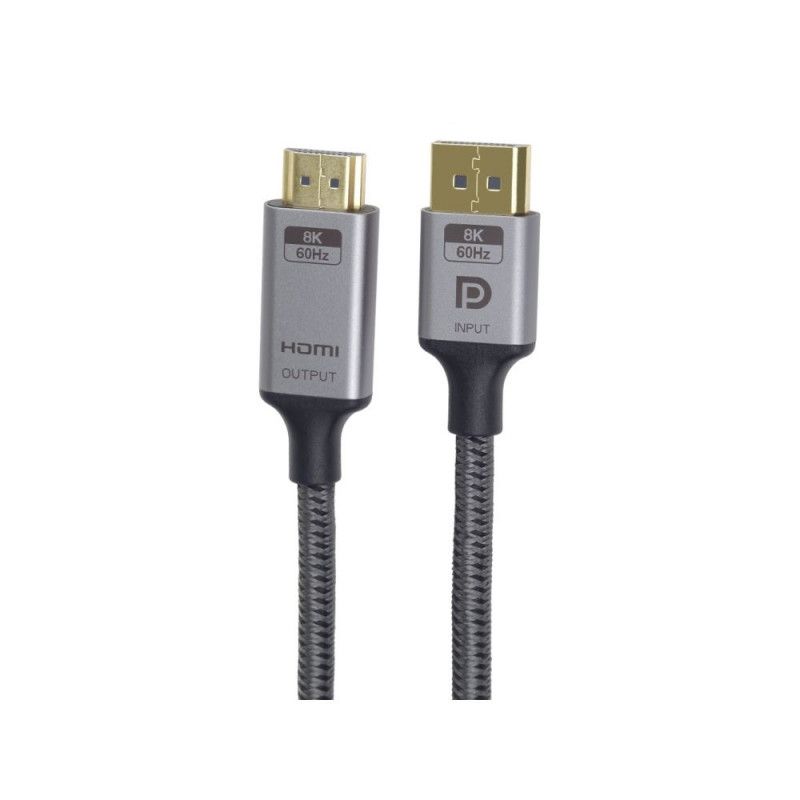 DisplayPort to HDMI Activ cable 2m DP male to HDMI A male V1.4 UHD 8K 60Hz
- gold plated contacts
- signal direction: from DP to HDMI!!!
- maximum resolution: UHD 7680&ampthinspx&ampthinsp4320 60Hz
Packaging: bulk 1 pc.