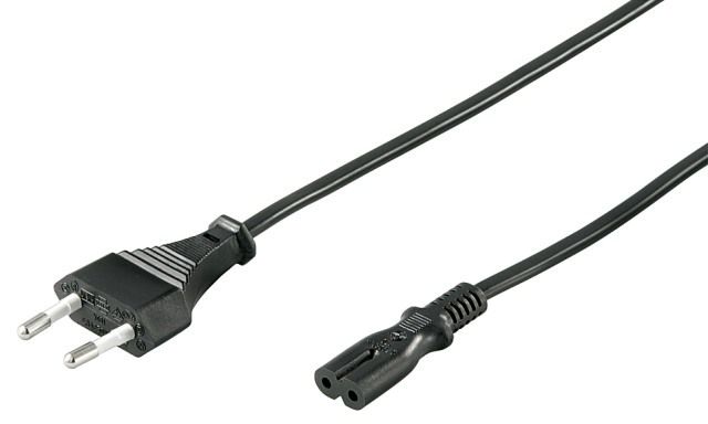 Power cable 0.2m Euro male to 2 female pins, black
- 2 x 0.75mm&ampsup2
- 2.5A 250V
Packaging: bulk 1 pc.