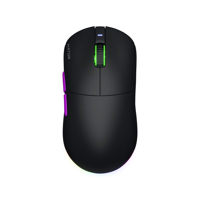 Mouse wireless Hator Quasar 3 ULTRA 8K, conectivitate 2.4GHz, bluetooth 5.4 si USB, polling rate pana la 8000Hz, senzor PixArt 3395, rezolutie maxima 30000 DPI, capacitate baterie 500 mAh, durata de viata baterie in modul wireless pana la 52 ore, timp incarcare 2 ore, switch  HATOR® Optical 100M