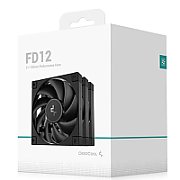 Set 3 ventilatoare DeepCool  FD12(3in1) , 120mm, 400-2050 RPM, FDB, 64.2 cfm, , 4pin PWM, negru,  R-FD12-BKNPN3-G  (timbru verde 0.54lei) - 6933412710929