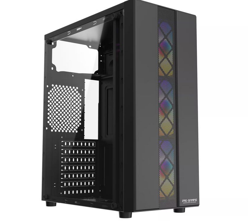 Carcasa PRO GAMING JAX, Mid Tower, Tempered Glass, Ventilatoare suportate: 6, Ventilatoare incluse: 3x ARGB, ATX, dimensiuni (W x H x D mm) 320x180x410