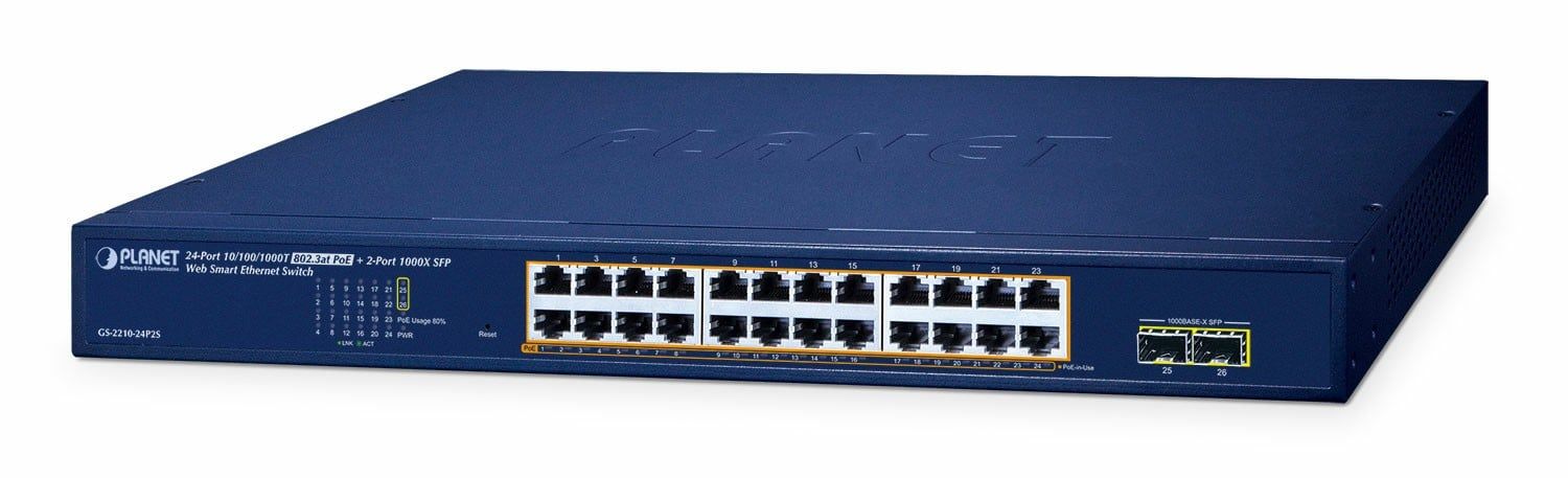 Switch Planet GS-2210-24P2S, 24 porturi 10/100/1000 Mbps