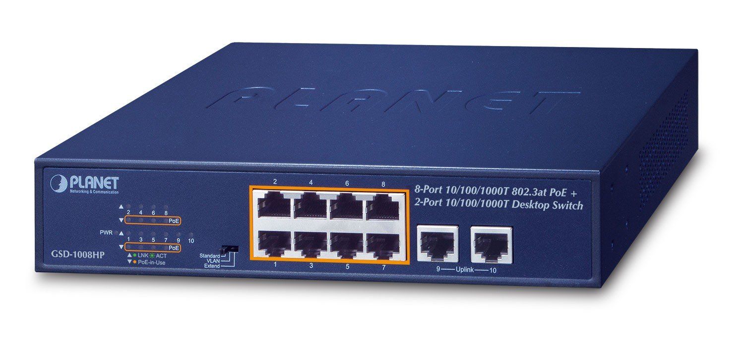 Switch Planet GSD-1008HP, 10 porturi 10/100/1000 Mbps