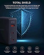 Alimentator retea Aukey, PA-B7O BK, 140W, fast charge, 2 x USB-C, 1 x USB-A, negru,  EU001-LLTSEUN1041556  (timbru verde 0.18 lei) - 689323785780