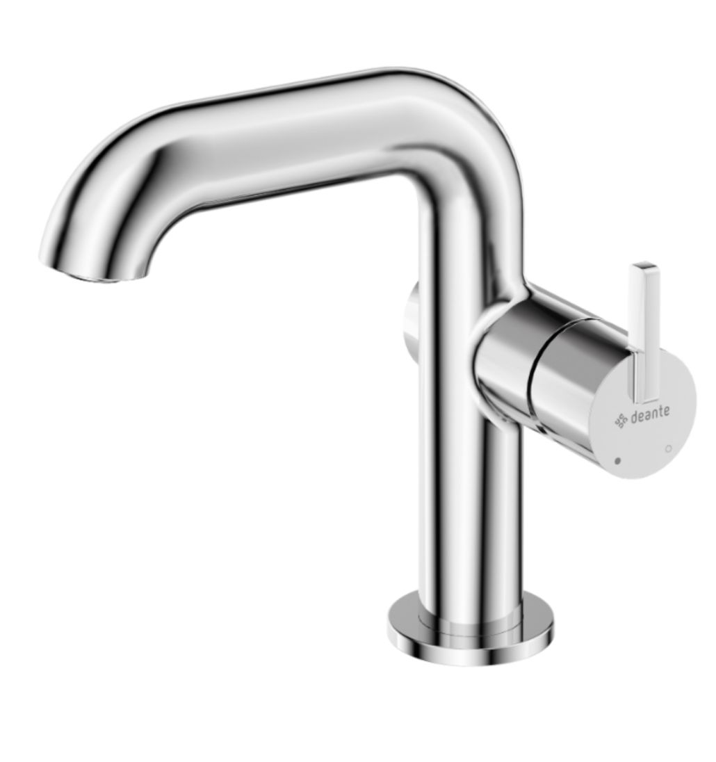 Washbasin mixer with rectangular spout