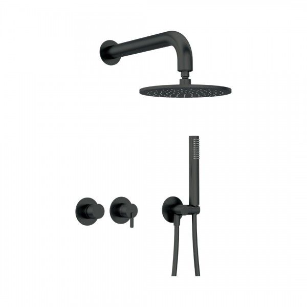 Concealed shower set with overhead shower - with horizontal mixer