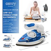 Camry CR 5040 | Steam travel iron | 1600 W | Water tank capacity 80 ml | Continuous steam 10 g/min | Steam boost performance 50 g/min | Blue/White