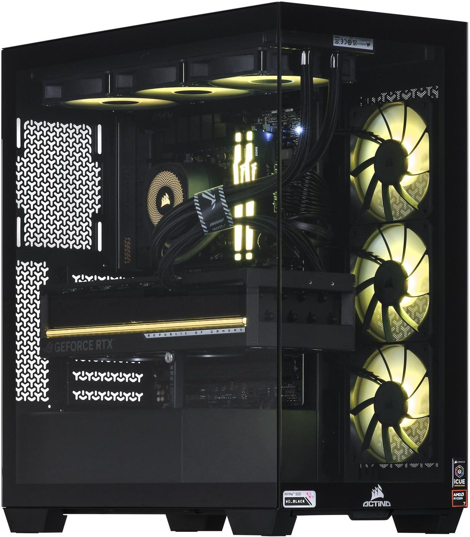 Desktop PC Actina Midi Tower, AMD 9800X3D (8 C / 16 T, 4.7 GHz - 5.2 GHz), 64 GB RAM, 2 TB SSD, NVIDIA GeForce RTX 5090 32 GB, Fara sistem de operare