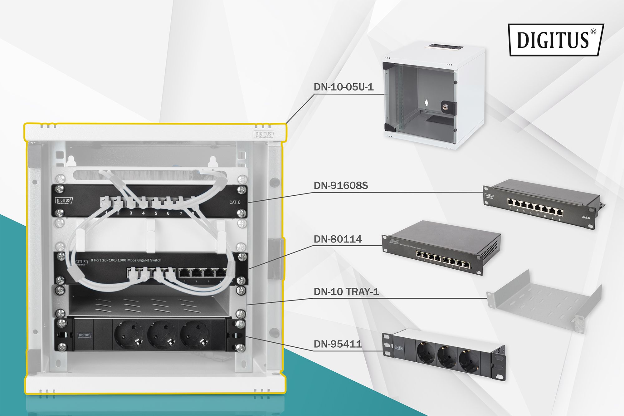 Digitus DN-10-SET-1 rack-uri Raft montat pe perete Gri