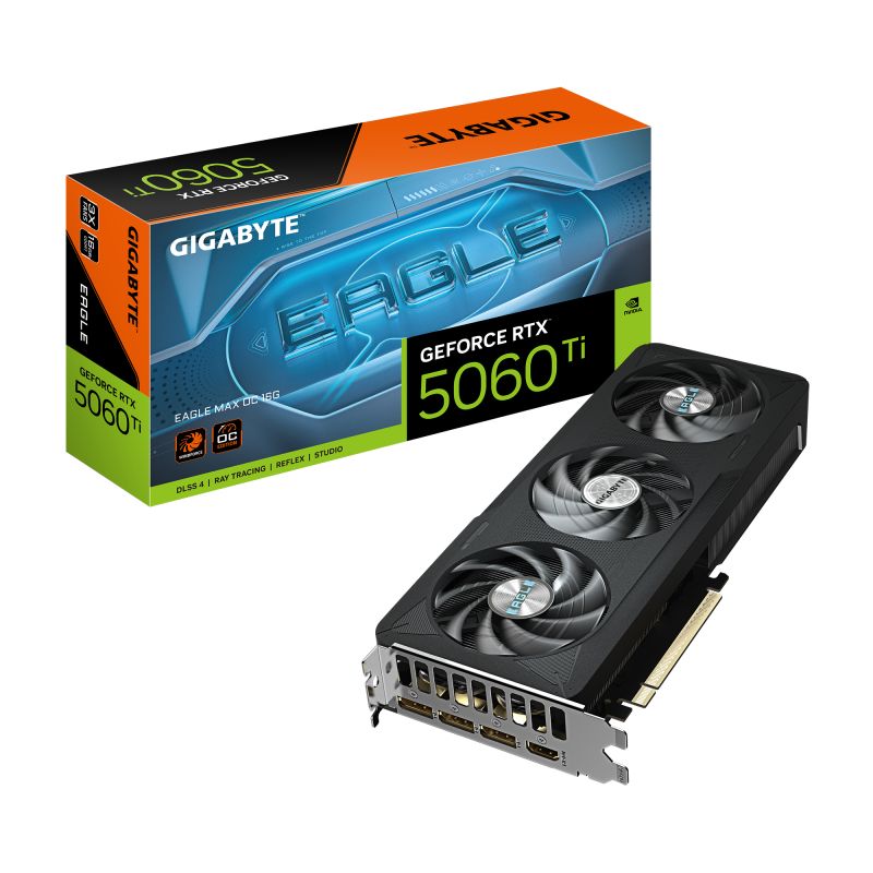 Placa Video GIGABYTE GEFORCE RTX 5060 TI EAGLE MAX OC 16GB GDDR7 128 bit, PCIE 5.0, 3x DP 1x HDMI