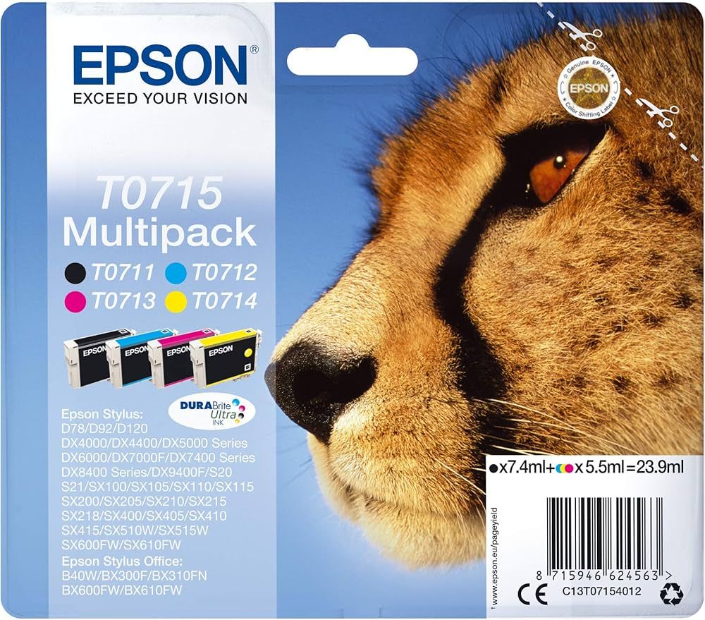 Cartus cerneala Epson C13T07154012 ,Black/tri-color ,bk 7.4 ml / c 5.5 ml ,Original (T0715) 