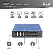 Digitus DN-651160 switch-uri Gestionate L2/L3 Gigabit Ethernet (10/100/1000) Negru, Albastru