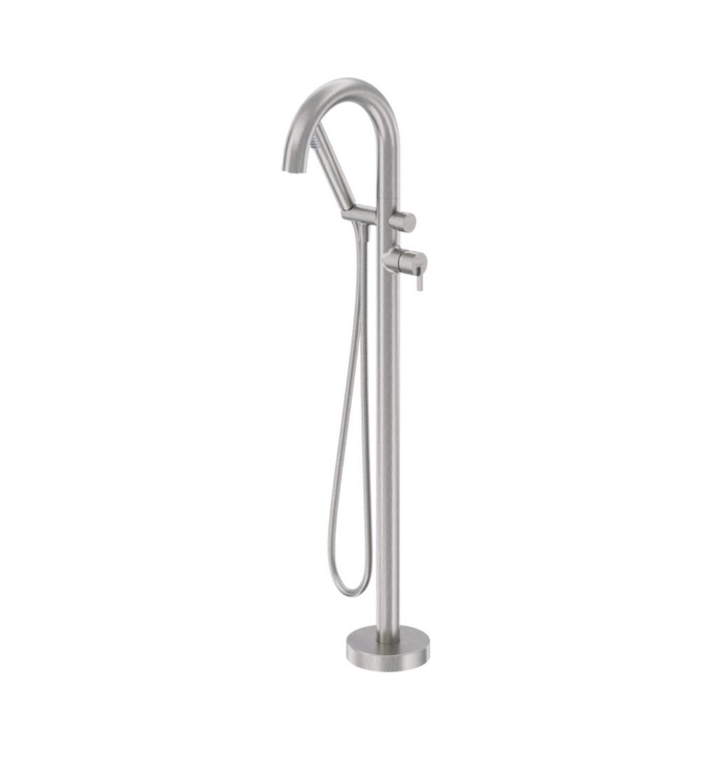 Freestanding bath mixer with shower set