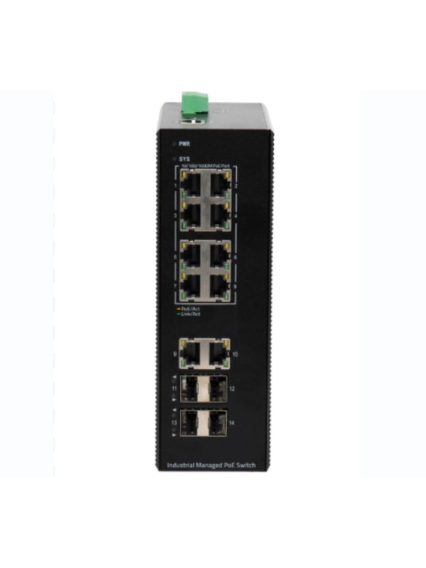 Switch BDCOM IES200-V25-4S2T8P PoE Industrial cu Management Full Gigabit 8 porturi PoE, 2 Tx, 4 SFP, 240W, IP40