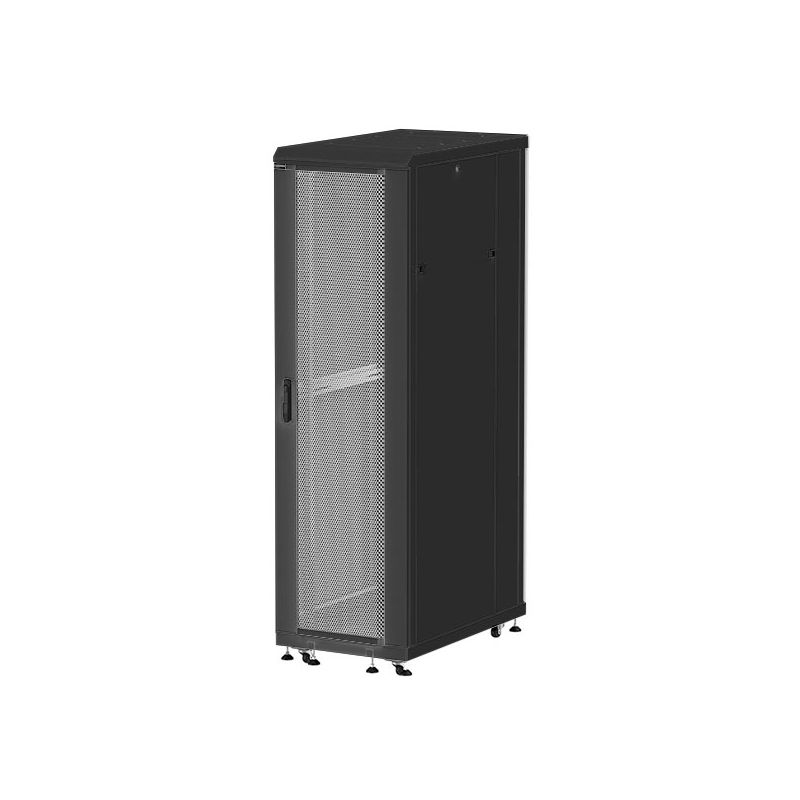 Rack 19'' 39U 600x1000, de podea, asamblat, usi perforate (fata si spate), laterale detasabile, 1000kg, seria D-SERVER, DECKRO