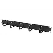 Ghidaj orizontal patchcord-uri, metalic, cu 5 inele metalice (organizator cabluri rack), 1U, negru – EMTEX