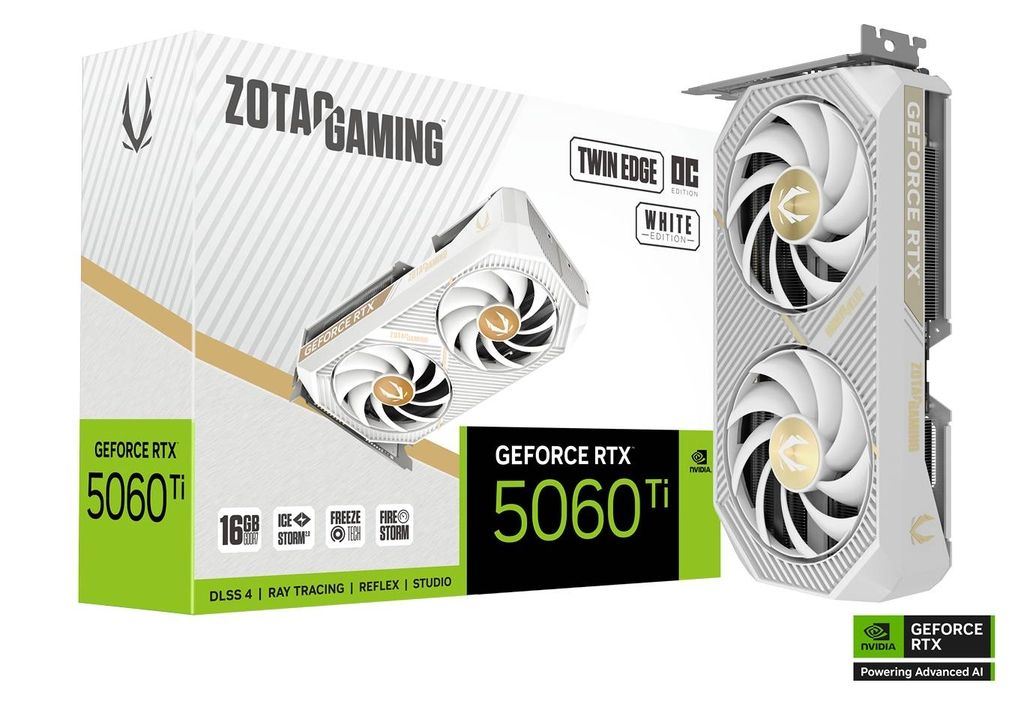 Placa video ZOTAC GeForce RTX 5060 Ti Twin Edge OC White Edition 16 GB GDDR7 128 bit