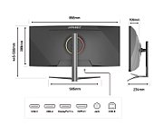 JAPANNEXT Monitor Curbat 37.5  IPS UWQHD+ (3840x1600) 144Hz 1ms HDR Charging via USB-C (65W), 100% sRGB, Speakers