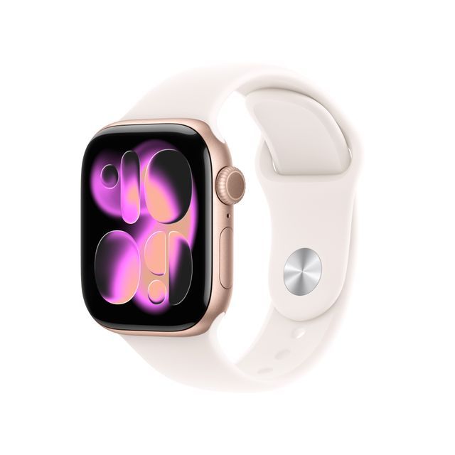 Apple Watch Series 11 GPS + Cellular 42mm Carcasă din aluminiu auriu roz cu brățară sport roz deschis - S/M