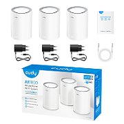 Cudy M1800 3-pack Bandă dublă (2.4 GHz/ 5 GHz) Wi-Fi 6 (802.11ax) Alb 1 Intern