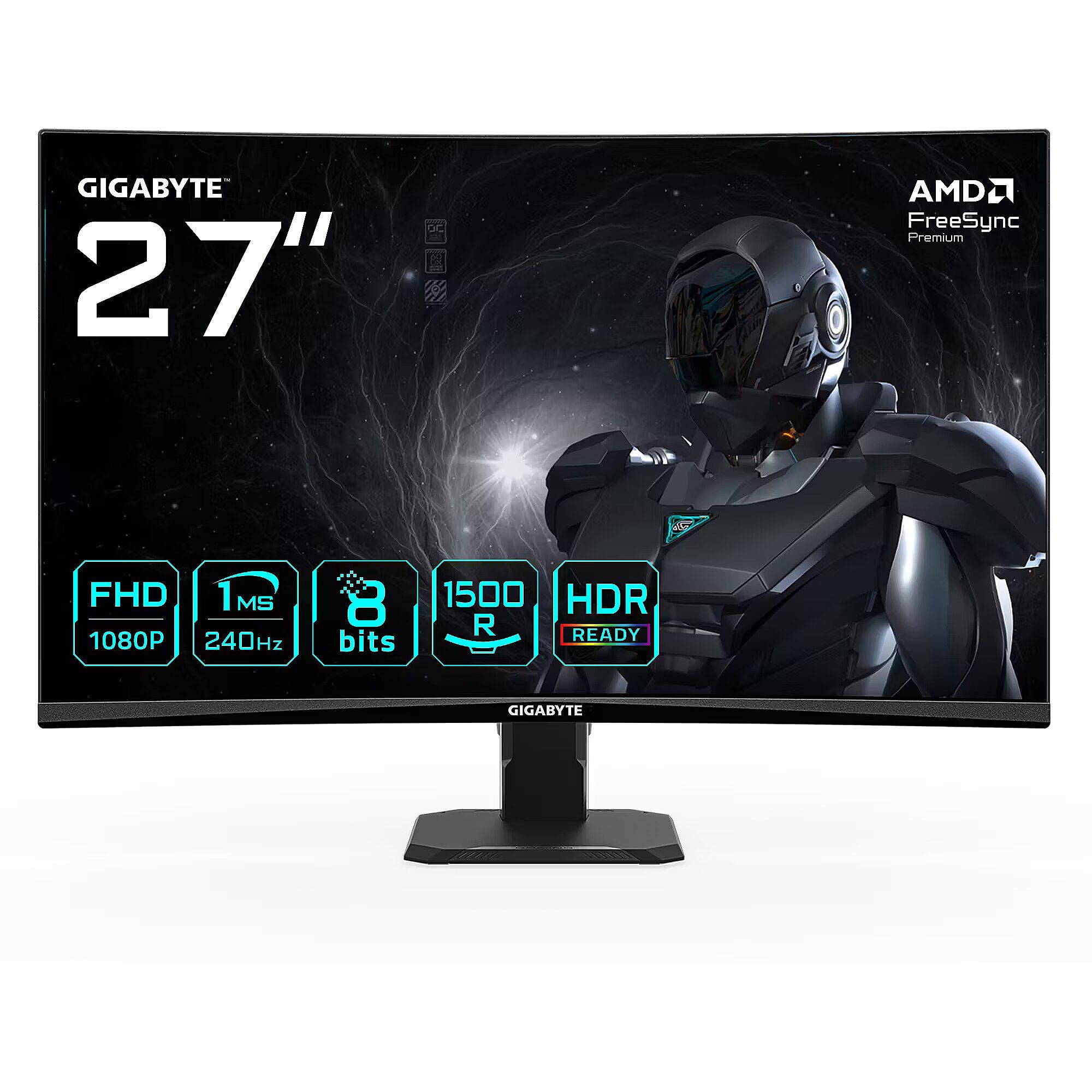 GIGABYTE GS27FC2 27  FHD Curved Gaming Monitor - 1920 x 1080  240Hz  1  350 cd/m2  HDR Ready  HDMI 2.0  Displayport 1.4