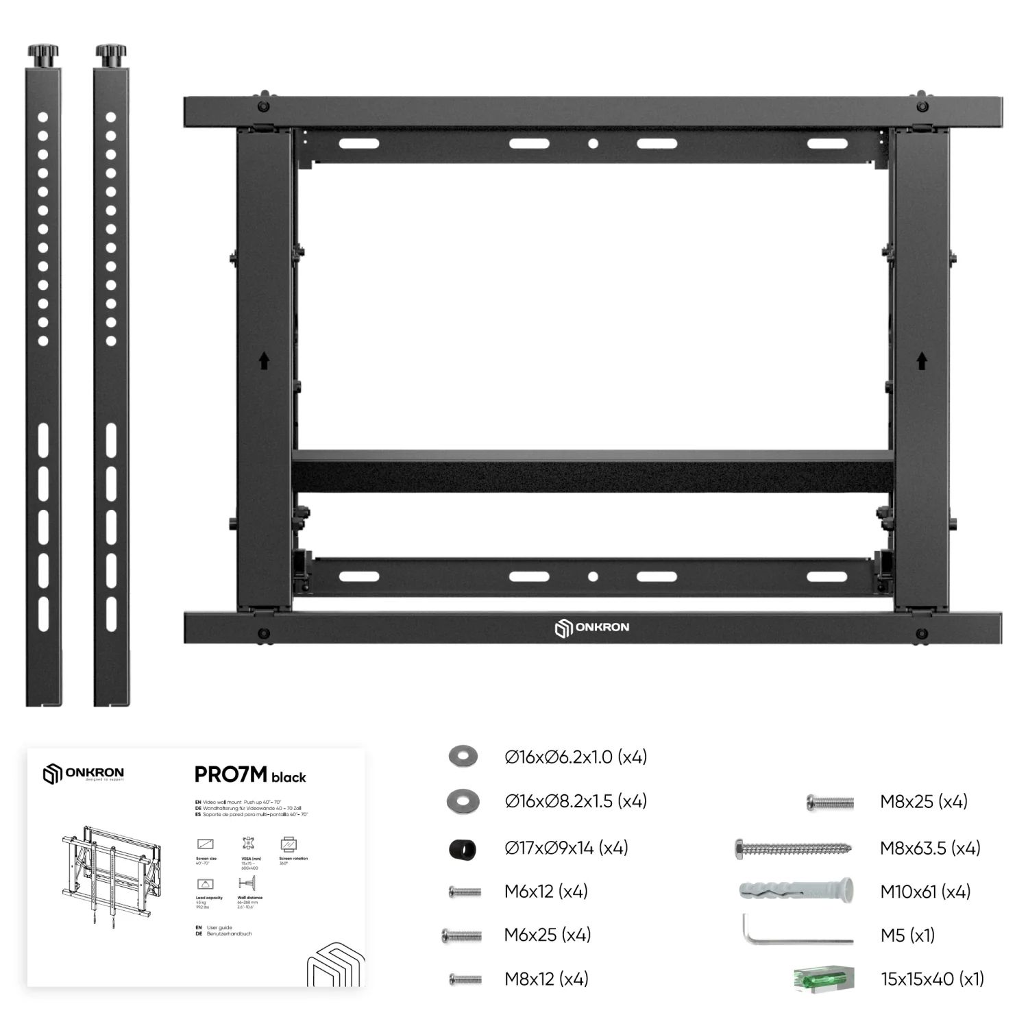 TV/VIDEO ACC WALL MOUNT/PRO7M-B ONKRON