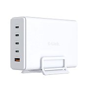 INCARCATOR retea D-Link, Quick Charge GaN PD 3.1 / QC 4.0 240W, 4 x USB Type-C  28.0V/5.0A max, 1 x USB 12.0V/2.5A , alb  DCF-241  (timbru verde 0.18 lei)