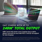 INCARCATOR retea D-Link, Quick Charge GaN PD 3.1 / QC 4.0 240W, 4 x USB Type-C  28.0V/5.0A max, 1 x USB 12.0V/2.5A , alb  DCF-241  (timbru verde 0.18 lei)