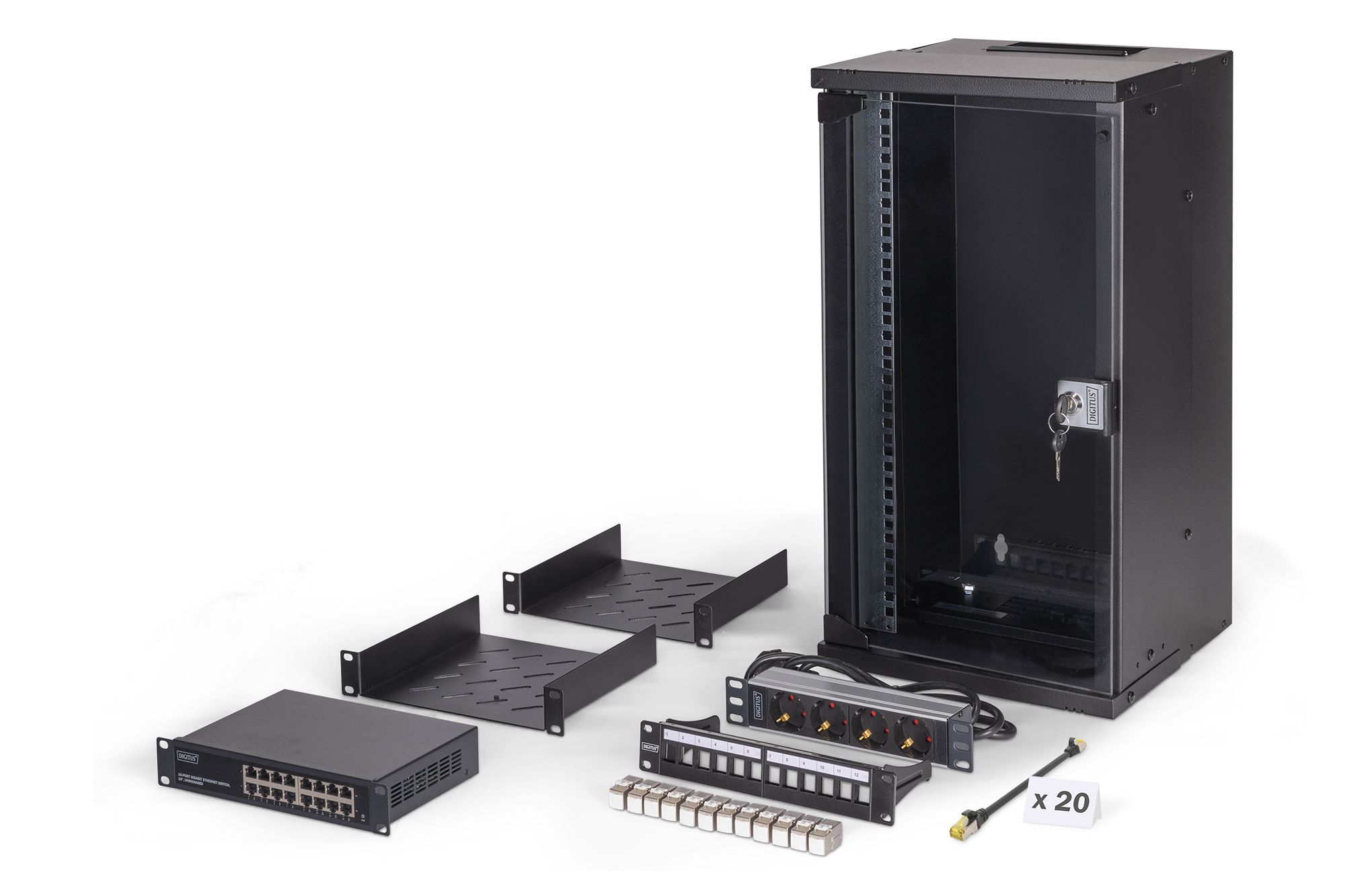 Digitus DN-49105-SET rack-uri 12U Raft montat pe perete Negru