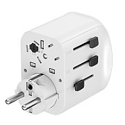 ALIMENTATOR retea 220V GEMBIRD, universal, conectori: US/UK/EU/AU, 1x USB Type-C 15W, 2x USB-A 12W, siguranta 10A, max. 2300W, alb,  TPA-EU2A1C15-01-W  (timbru verde 0.8 lei)