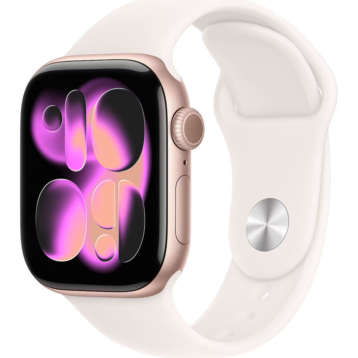 Apple Watch Series 11 GPS + Cellular 42mm Carcasă din aluminiu roz aurit cu brățară sport de culoare roz deschis - M/L