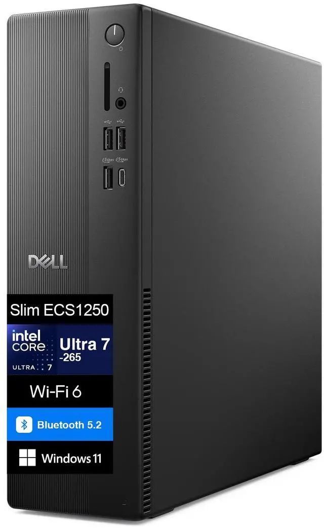 Desktop PC Dell Slim ECS1250 SFF, Intel Core i7-14700 (20 C / 28 T, 2.1 GHz - 5.4 GHz, 33 MB cache), 16 GB RAM, 512 GB SSD, Fara unitate optica, Intel UHD Graphics 770, 180 W, Ubuntu Linux