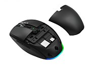 Mouse wireless AirFlow 2.4G+BT cu mod dual, cu receptor dual USB-A +USB-C LED frontal  Mod: 2.4G + Bluetooth  Număr cheie: 6  Material: ABS  Culoare: Negru complet  DPI: 800-1200-1600  Comutator: Clic silențios pentru butonul L-R  Interfață: Receptor dual USB-A + TYPE-C  Baterie: Baterie litiu de