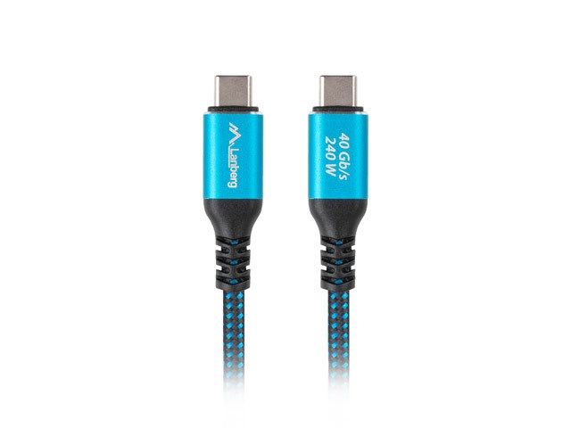 Lanberg CA-CMCM-44CU-0005-BK USB cable USB4 Gen 2x2 0.5 m USB C Black  Blue