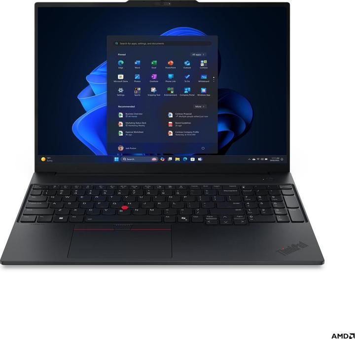 Laptop Lenovo ThinkPad E16 G3, 16 inch 1920 x 1200, AMD Ryzen 5 220 (6 C / 12 T, 3.2 GHz - 4.9 GHz, 3 MB + 16 MB cache), 16 GB DDR5, 512 GB SSD, AMD Radeon 740M, Free DOS, Tastatura International, Black