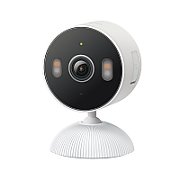 Indoor/Outdoor Home Security Wi-Fi Camera SPEC: 2K (2304x1296), 2.4 GHz FEATURE: Smart Detection and Notifications (motion, people, baby crying), Sound and Light Alarm, Remote Control, Two-Way Audio, Voice Control (Works with Google Assistant, Alexa, and Samsung SmartThings), Local Storage through