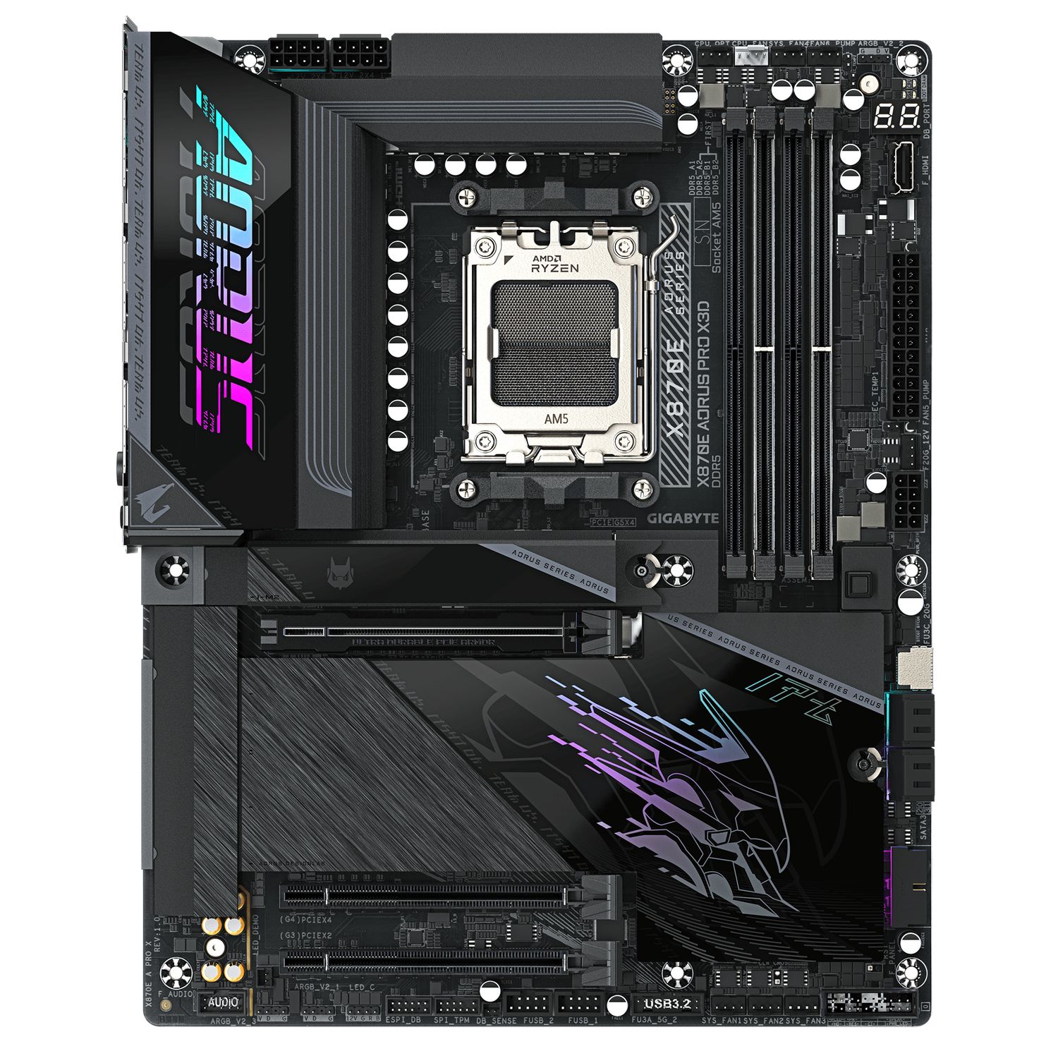 X870E AORUS PRO X3D, AM5, DDR5, ATX, Negru