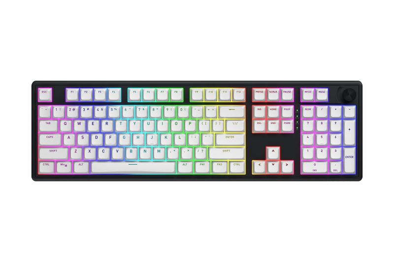 HATOR Skyfall Wireless 100. Keyboard form factor: Full-size (100%). Keyboard style: Straight. Connectivity technology: Wired & Wireless, Device interface: USB + RF Wireless + Bluetooth, Keyboard key switch: Mechanical, Keyboard layout: QWERTY. Backlight type:  RGB LED. Recommended usage: Gaming