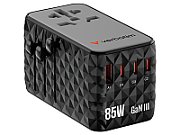 Adaptor universal Verbatim GaN III, Travel, 85WGaN3, 4xUSB-C PD & QC 4+ & 1 x USB-A QC ports