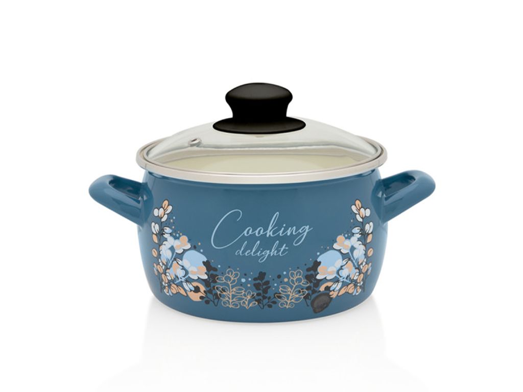 Oala 2.2l cu capac sticla Cooking Delight Metalac email/16cm/2.2l