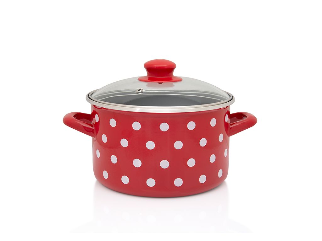 Oala 3l cu capac din sticla Tufne Metalac email/18cm/3l