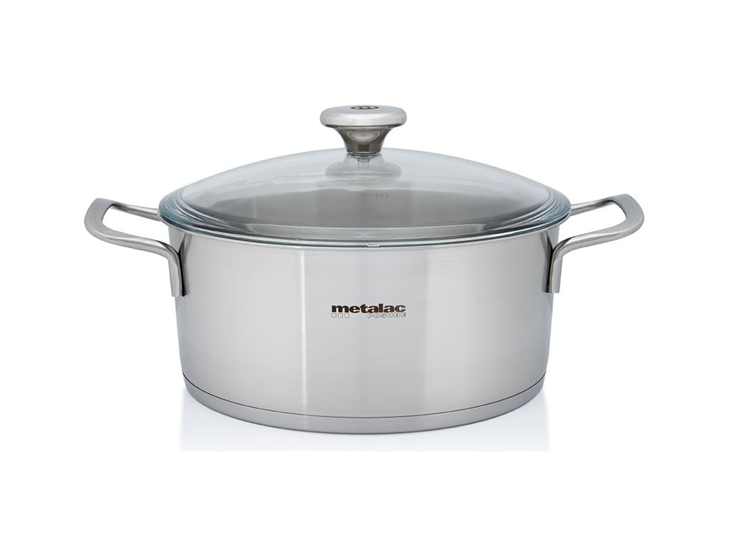 Cratita 4.4l cu capac din sticla Santino Metalac inox/24cm/4.4l