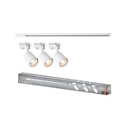 Sistem complet TRACKLIGHT OSRAM Elemental cu 3 proiectoare cu soclu GU10 si 1 sina monofazata de 1 metru, Alb