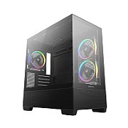 CARCASA DeepCool  CG380 , middle tower, gaming, fara sursa, suporta 9xfan, 3xfan inclus, PSU shroud, USB Type-C x 2, USB 3.2 gen 1 x 2, audio+mic, 5 sloturi expansiune, negru,  R-CG380-BKAGM3-G  (timbru verde 0.24lei)
