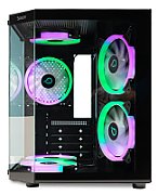 CARCASA  SPACER - gaming, Mini Tower, mATX,  AQUARIUM , fara sursa, sticla securizata, 6 x ARGB fan, HUB, telecomanda, USB 3.0 x 1, USB Type-C x 1, HD-Audio, Jack 3.5mm x 1, PSU shroud, black  SPCS-GC-AQUARIUM-BK-6F 