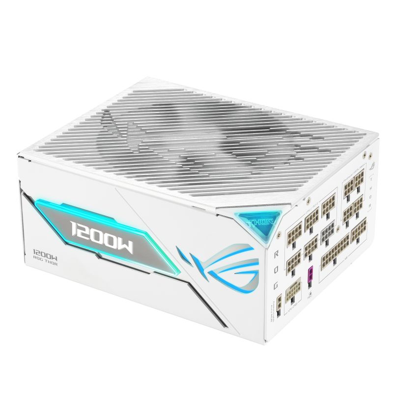 ASUS ROG -THOR-1200P3-WHITE-GAMING. Total power: 1200 W, AC input voltage: 100 - 240 V, Power Factor Correction (PFC) type: Active. Motherboard power connector: 20+4 pin ATX, Motherboard power cable length: 61 cm, SATA power cable length: 400,120 mm. Purpose: PC, Power supply unit (PSU) form factor