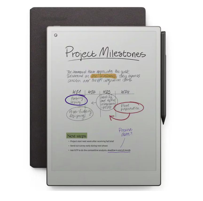 ReMarkable Paper Pro Tablet- Marker Plus Black + Book Folio Mosaic Weave Basalt