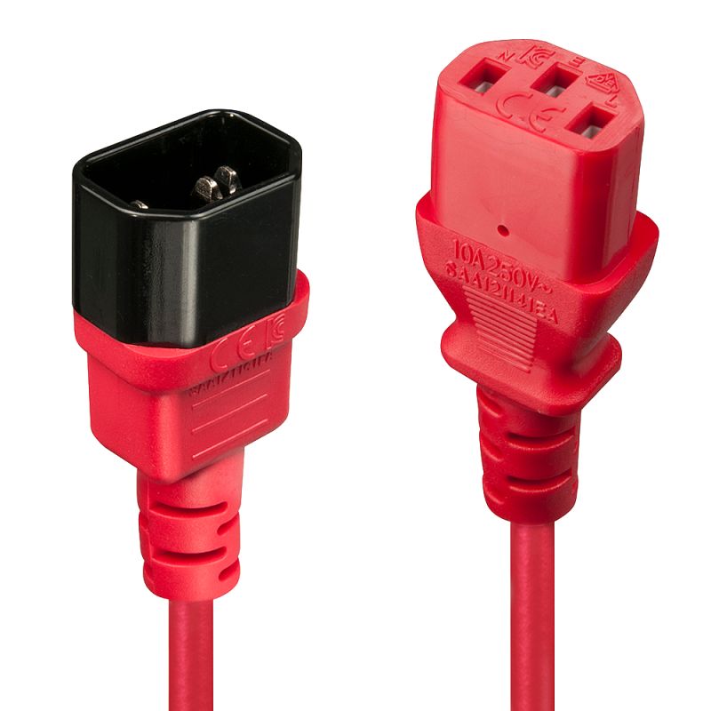 Cablu Lindy C14 to C13, lungime 2m, material cablu H05-VVF 3G 0.75mm, 3 fire, Connector A: IEC C14, Connector B: IEC C13, rosu