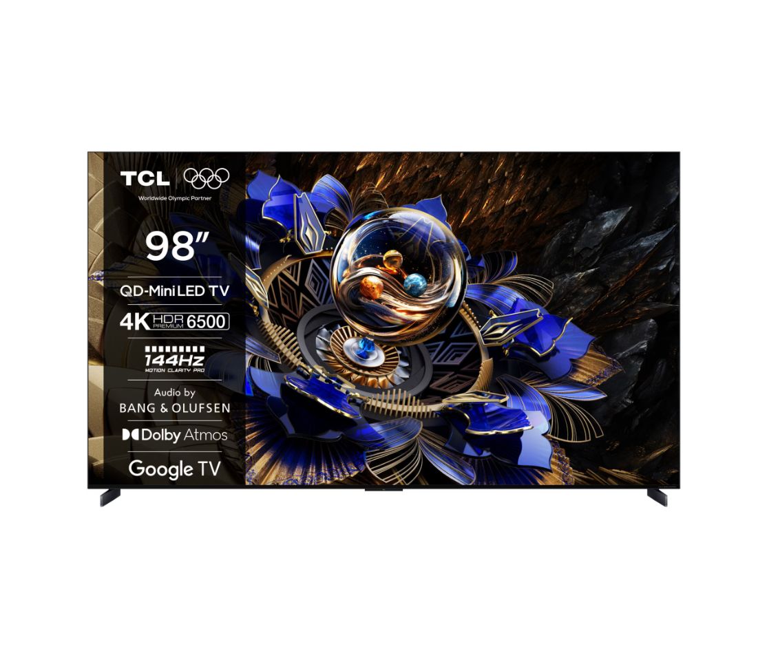 Televizor TCL QD-MiniLed 98X11K, 248 cm, Smart Google TV, 4K, 100Hz, Sunet Bang & Olufsen, Clasa G
