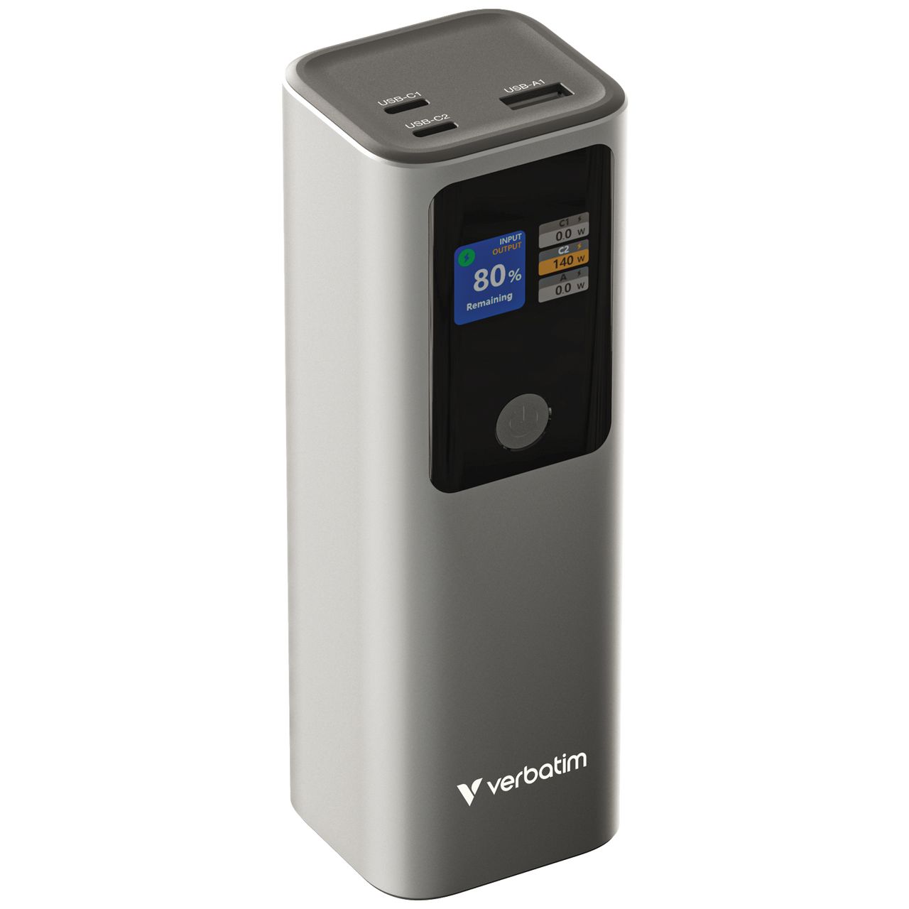 Power Bank Verbatim 27.000mAh Charge'n'Go GreyUSB-C1/C2 PD up to 140W 3.1USB-A QC 3.0 18W